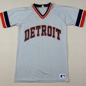 Vintage Sand-Knit Detroit Tigers MLB Jersey T-Shirt Adult Medium Gray